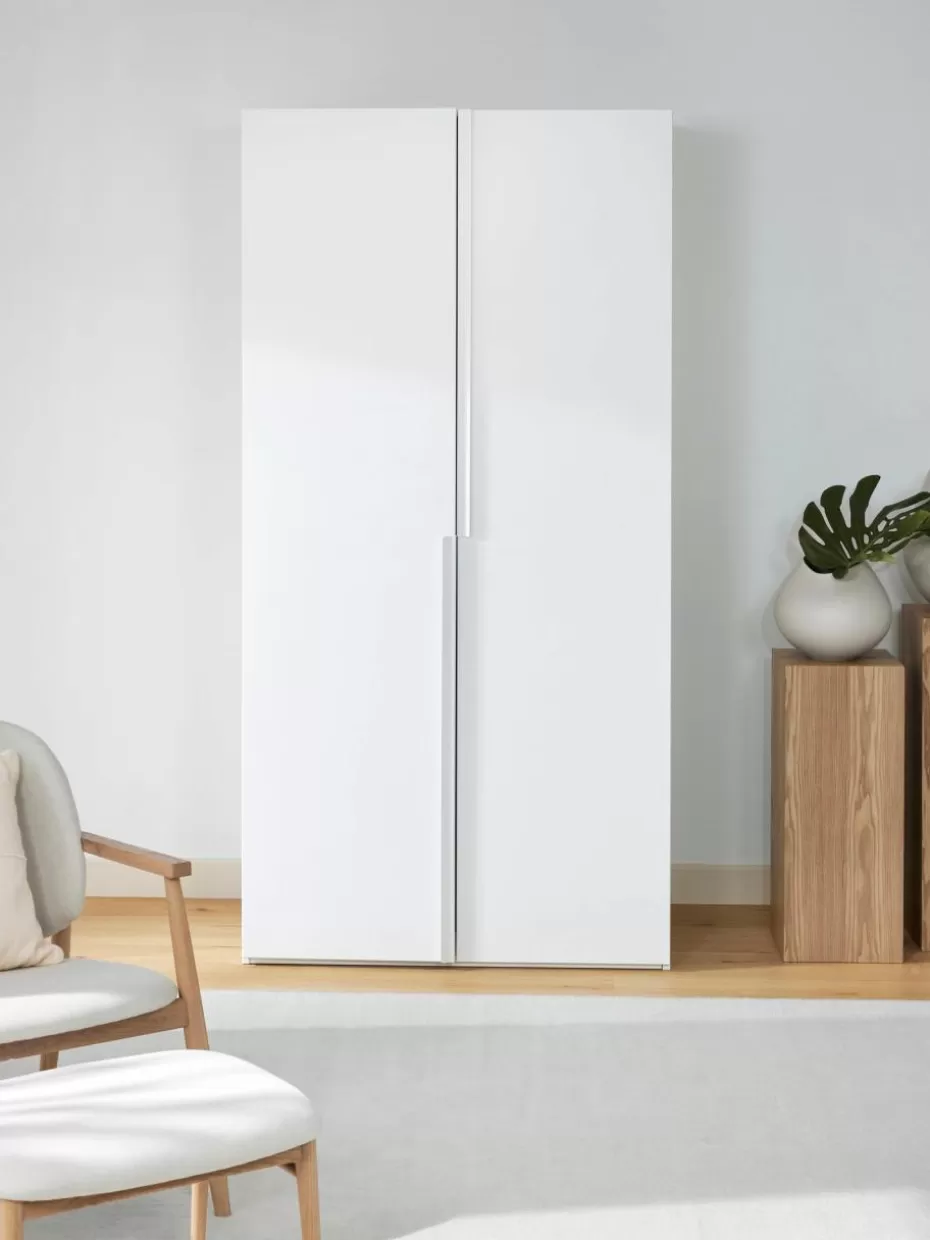 Kleiderschränke-Westwing Collection Modularer Drehtürenschrank Leon, 100 cm Breite, mehrere Varianten Weiß