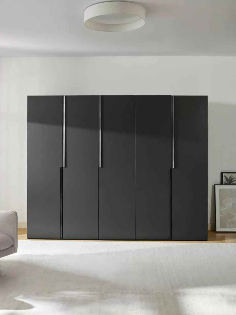 Kleiderschränke-Westwing Collection Modularer Drehtürenschrank Leon, 250 cm Breite, mehrere Varianten Schwarz