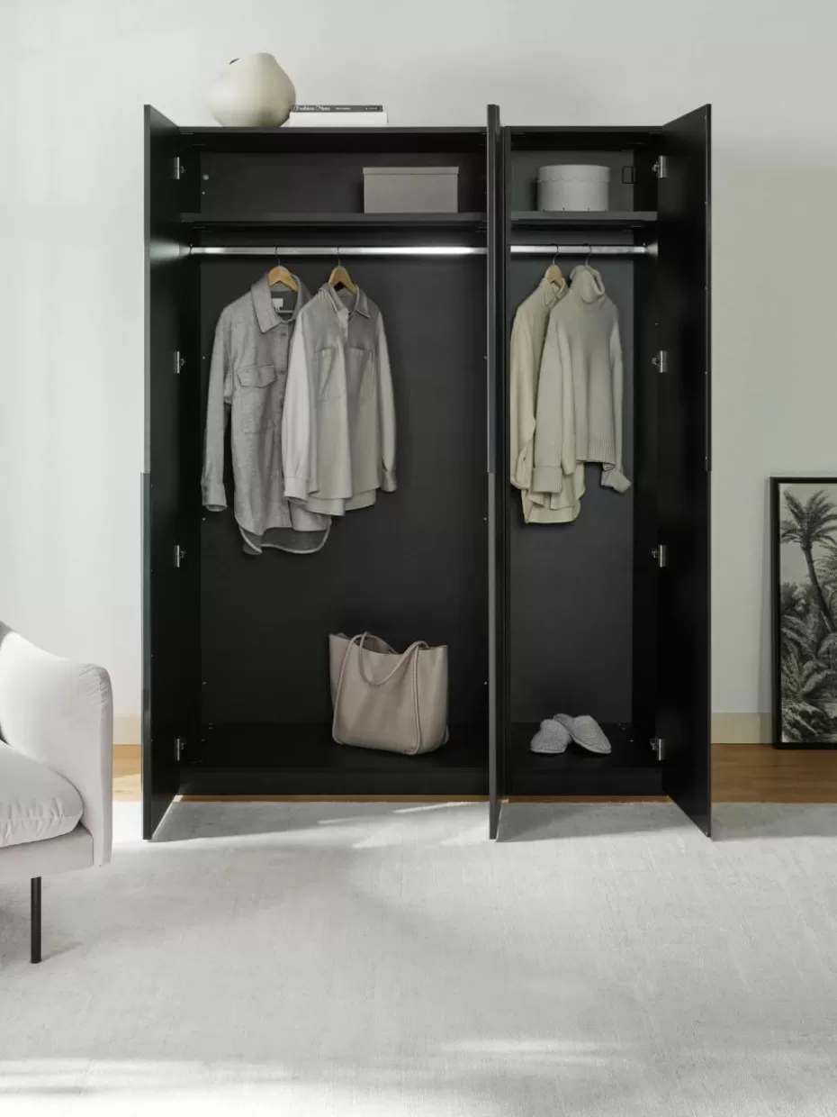 Kleiderschränke-Westwing Collection Modularer Drehtürenschrank Leon, 150 cm Breite, mehrere Varianten Schwarz