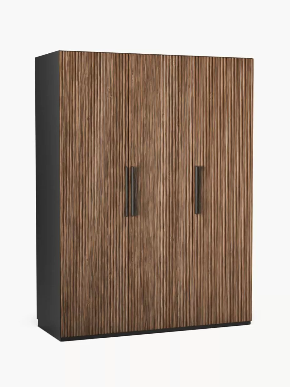 Kleiderschränke-Westwing Collection Modularer Drehtürenschrank Simone, 150 cm Breite, mehrere Varianten Walnussholz-Optik, Schwarz