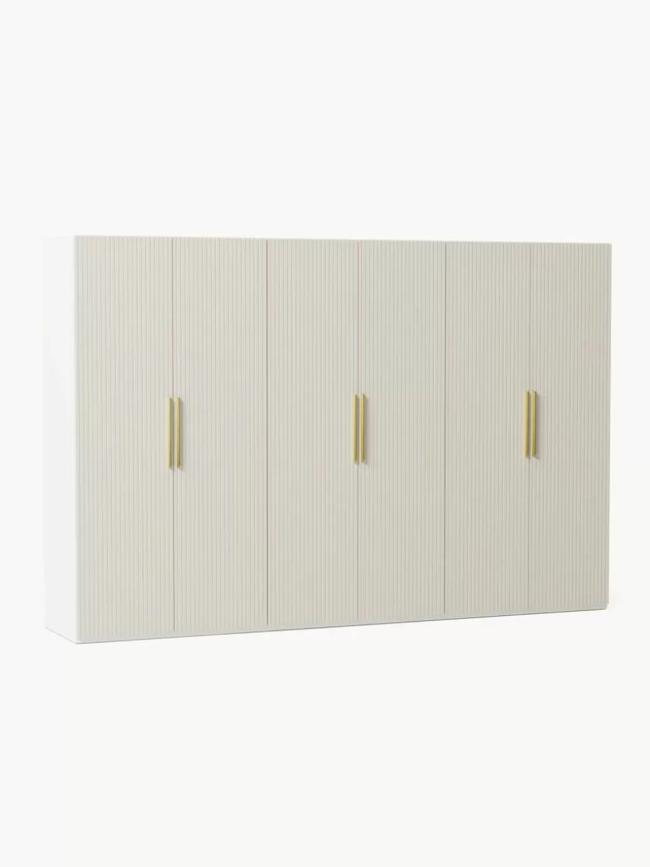 Kleiderschränke-Westwing Collection Modularer Drehtürenschrank Simone, 300 cm Breite, mehrere Varianten Holz, Hellbeige