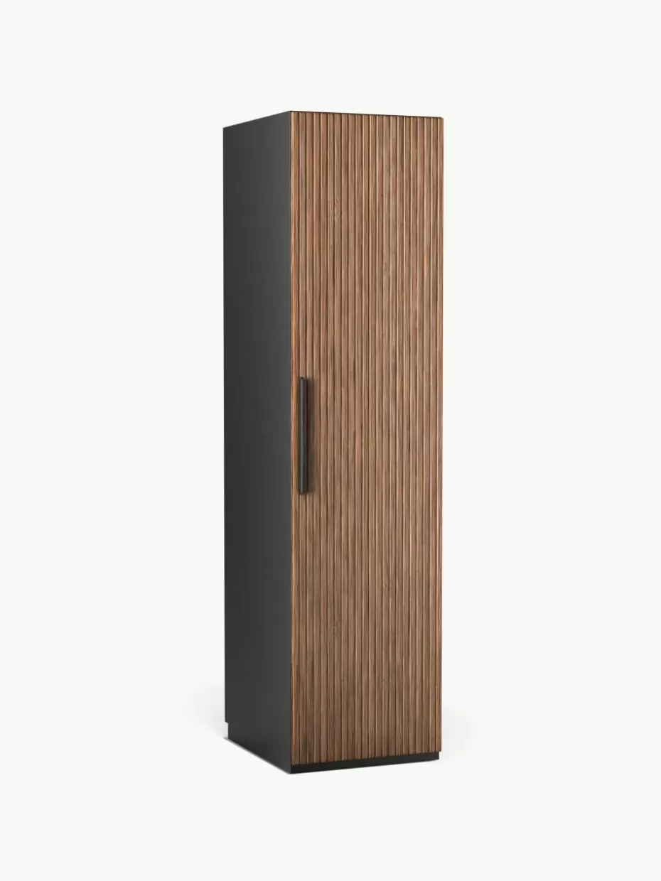 Kleiderschränke-Westwing Collection Modularer Drehtürenschrank Simone, 50 cm Breite, mehrere Varianten Walnussholz-Optik, Schwarz