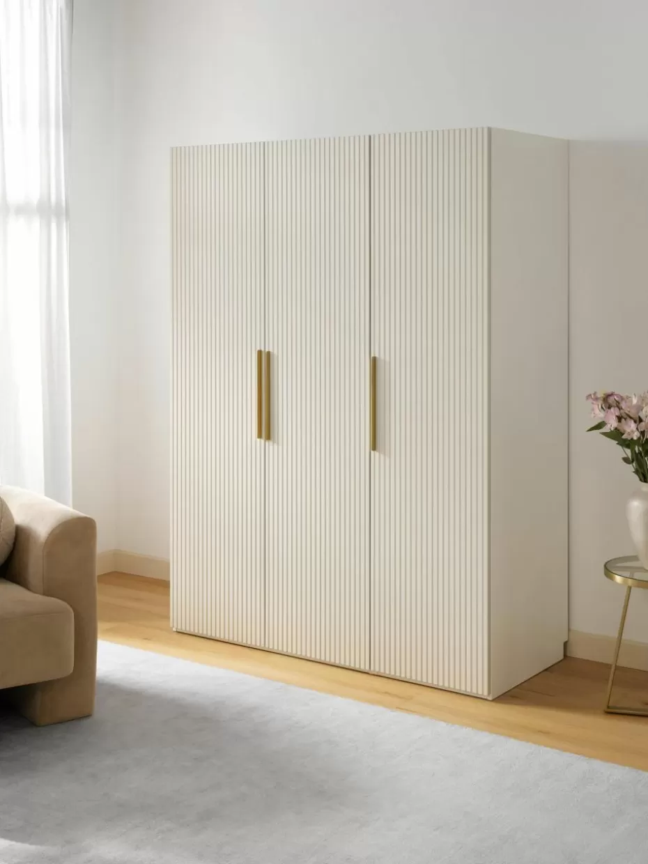 Kleiderschränke-Westwing Collection Modularer Drehtürenschrank Simone, 150 cm Breite, mehrere Varianten Holz, Hellbeige