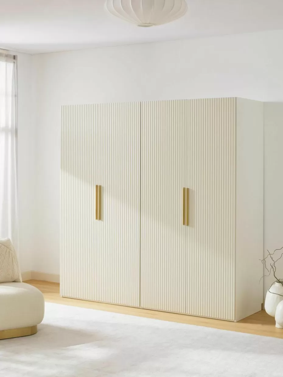 Kleiderschränke-Westwing Collection Modularer Drehtürenschrank Simone, 200 cm Breite, mehrere Varianten Holz, Hellbeige