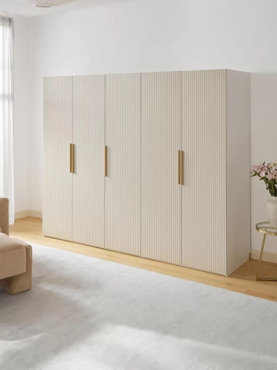 Kleiderschränke-Westwing Collection Modularer Drehtürenschrank Simone, 250 cm Breite, mehrere Varianten Holz, Hellbeige
