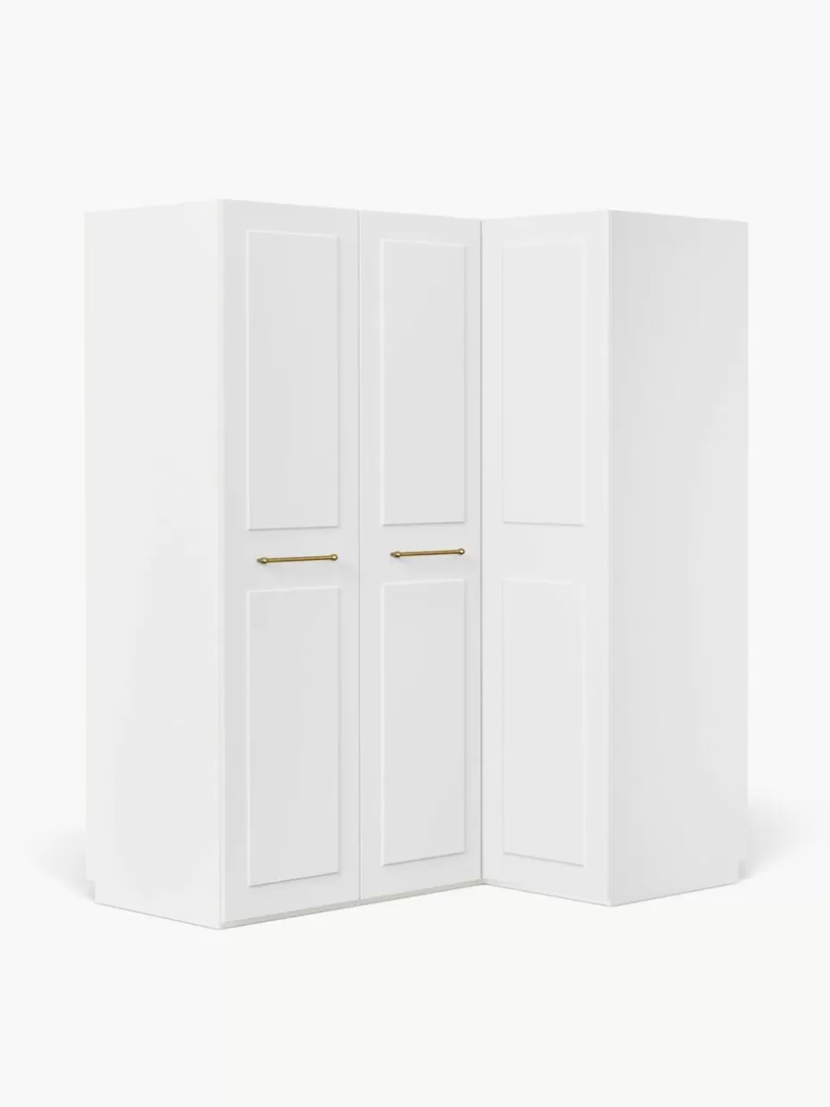 Kleiderschränke-Westwing Collection Modularer Eck-Kleiderschrank Charlotte, 165 cm Breite, mehrere Varianten Weiß