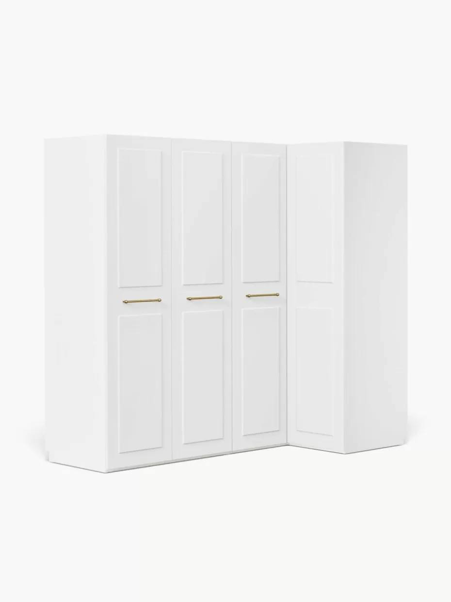 Kleiderschränke-Westwing Collection Modularer Eck-Kleiderschrank Charlotte, 215 cm Breite, mehrere Varianten Weiß