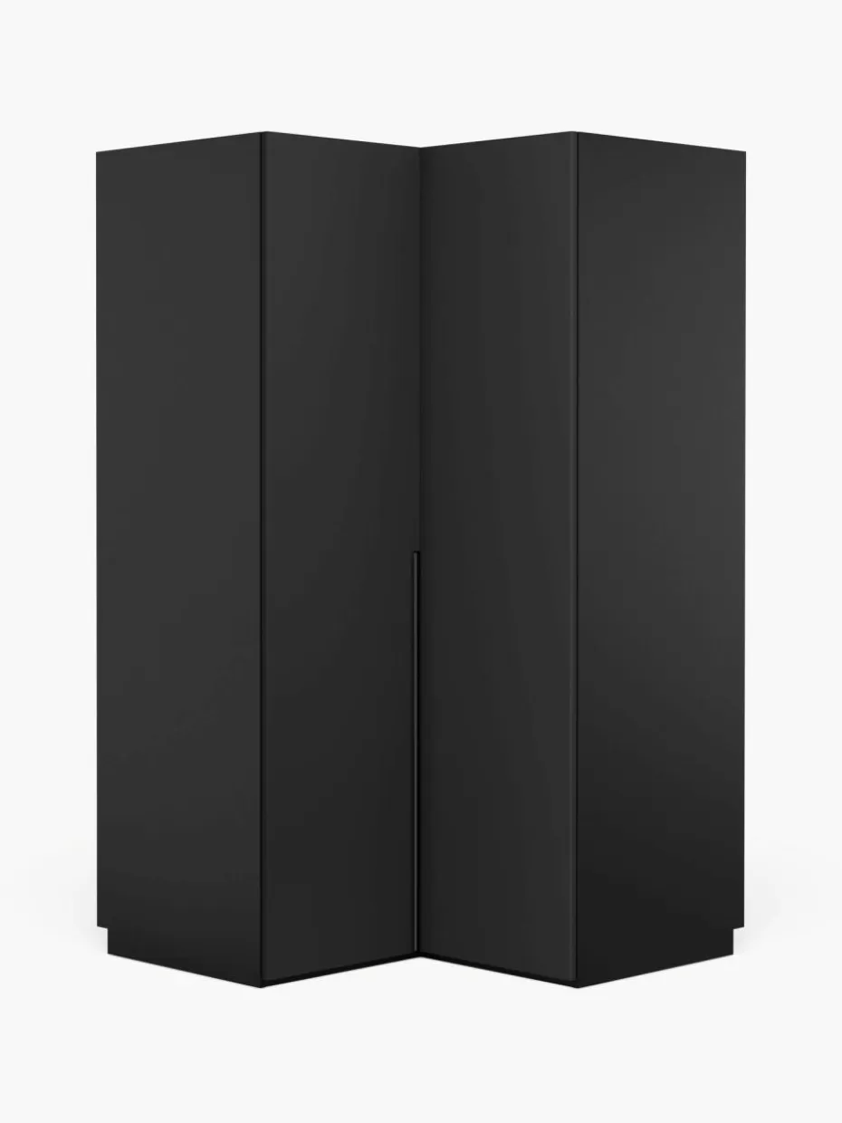 Kleiderschränke-Westwing Collection Modularer Eck-Kleiderschrank Leon, 115 cm Breite Schwarz