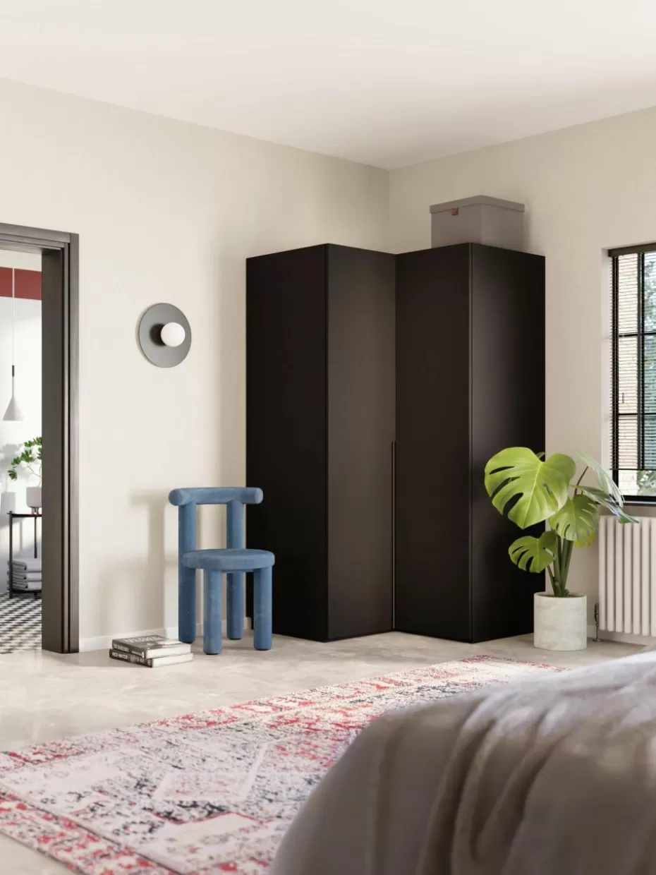 Kleiderschränke-Westwing Collection Modularer Eck-Kleiderschrank Leon, 115 cm Breite Schwarz