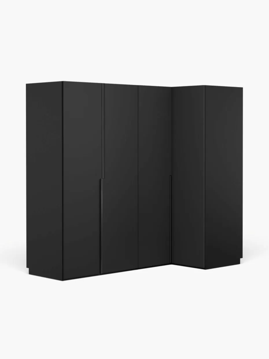 Kleiderschränke-Westwing Collection Modularer Eck-Kleiderschrank Leon, 215 cm Breite, mehrere Varianten Schwarz