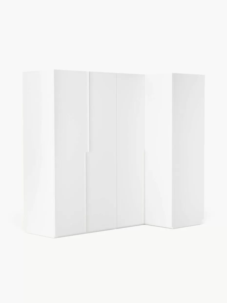 Kleiderschränke-Westwing Collection Modularer Eck-Kleiderschrank Leon, 215 cm Breite, mehrere Varianten Weiß