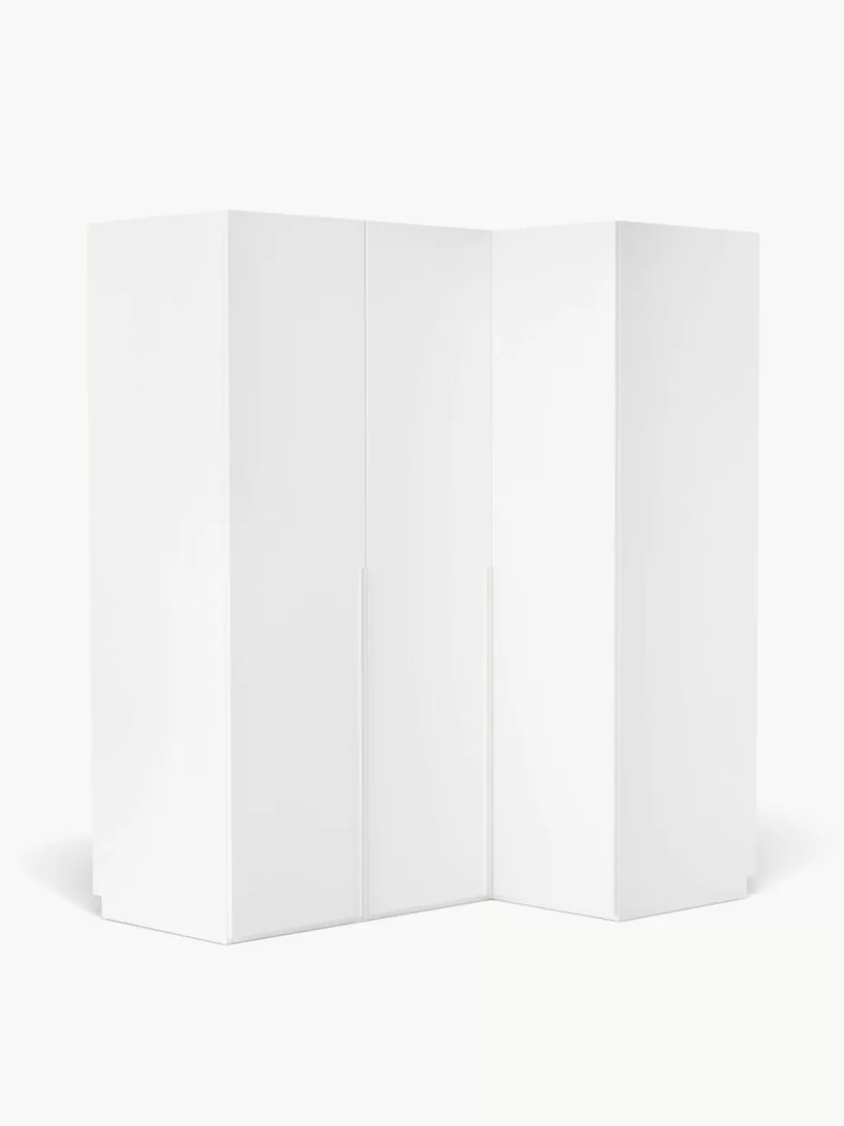 Kleiderschränke-Westwing Collection Modularer Eck-Kleiderschrank Leon, 165 cm Breite, mehrere Varianten Weiß
