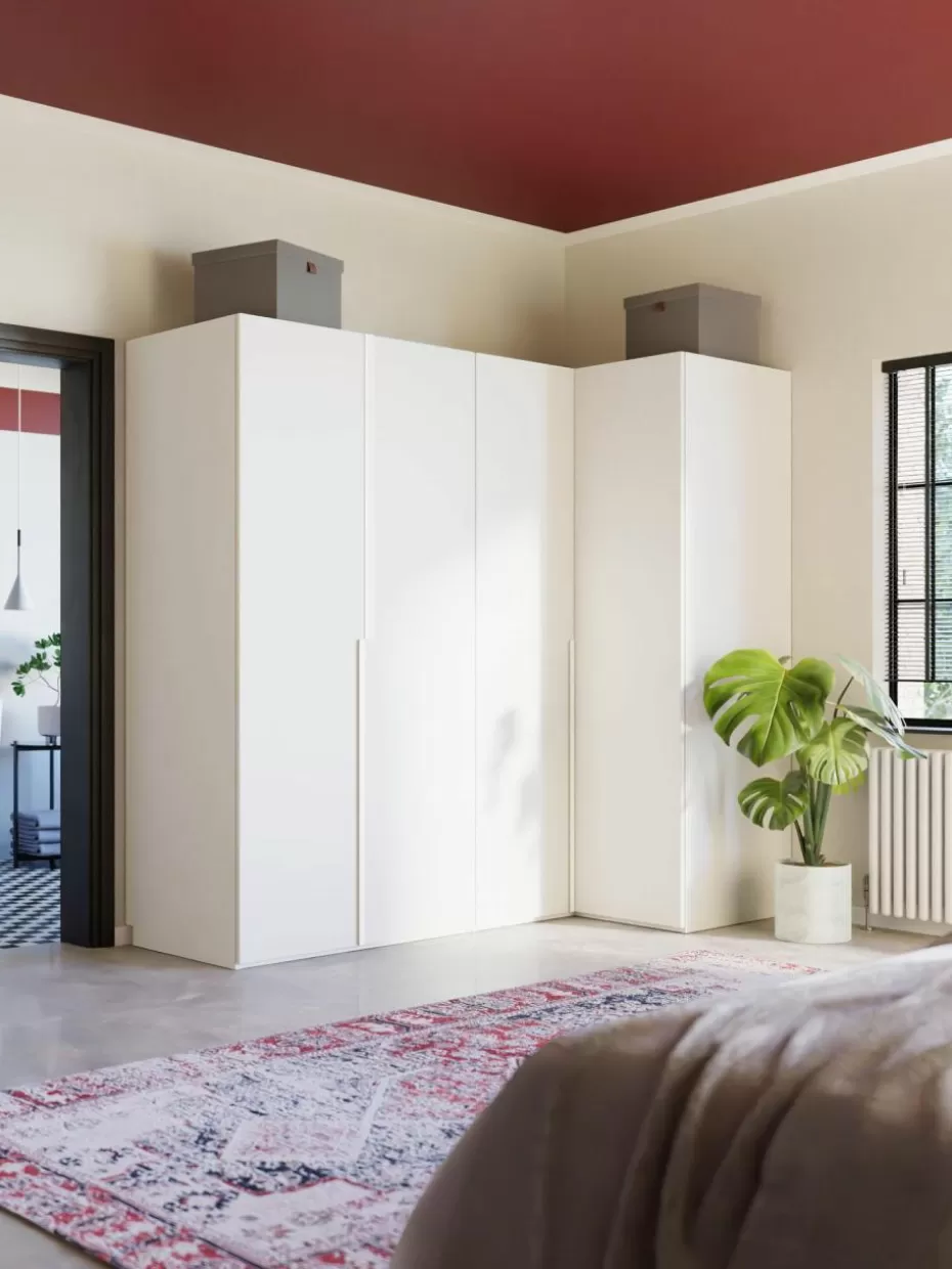 Kleiderschränke-Westwing Collection Modularer Eck-Kleiderschrank Leon, 215 cm Breite, mehrere Varianten Weiß