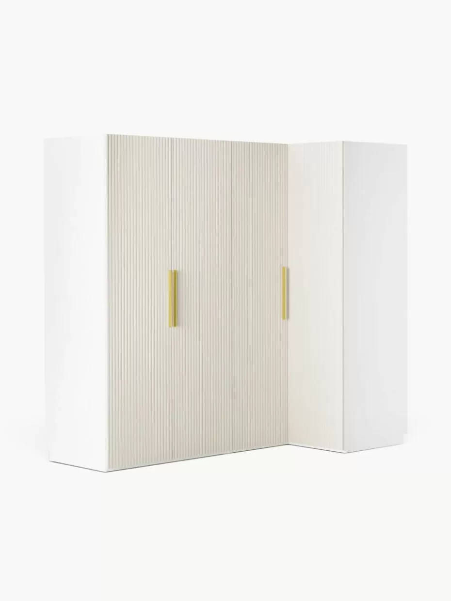 Kleiderschränke-Westwing Collection Modularer Eck-Kleiderschrank Simone, 215 cm Breite, mehrere Varianten Holz, Beige