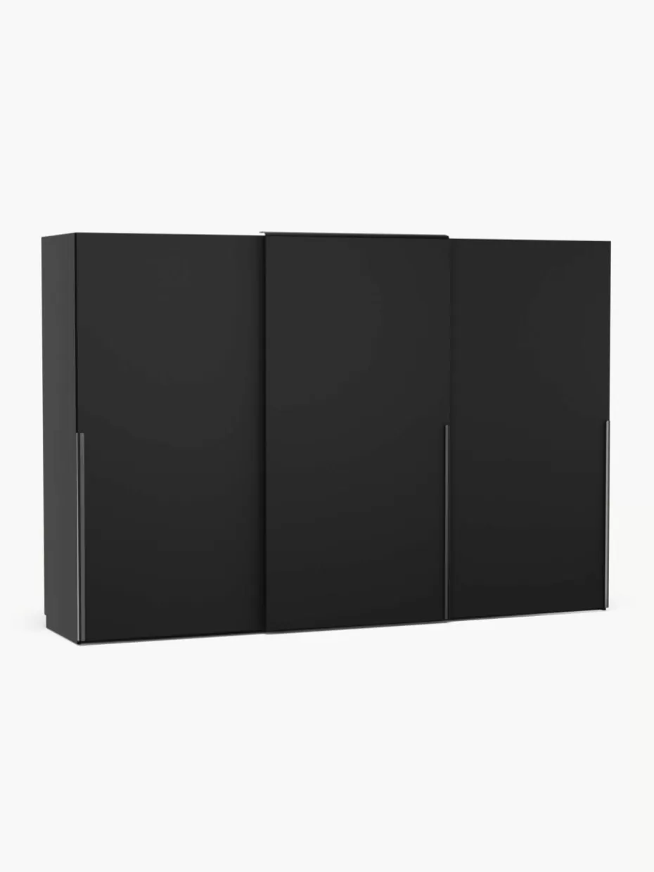 Kleiderschränke-Westwing Collection Modularer Schwebetürenschrank Leon, 300 cm Breite, mehrere Varianten Schwarz