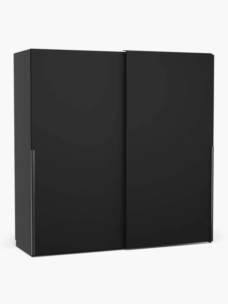 Kleiderschränke-Westwing Collection Modularer Schwebetürenschrank Leon, 200 cm Breite, mehrere Varianten Schwarz