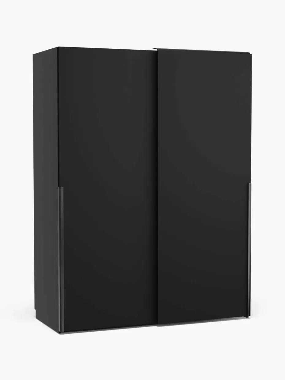 Kleiderschränke-Westwing Collection Modularer Schwebetürenschrank Leon, 150 cm Breite, mehrere Varianten Schwarz