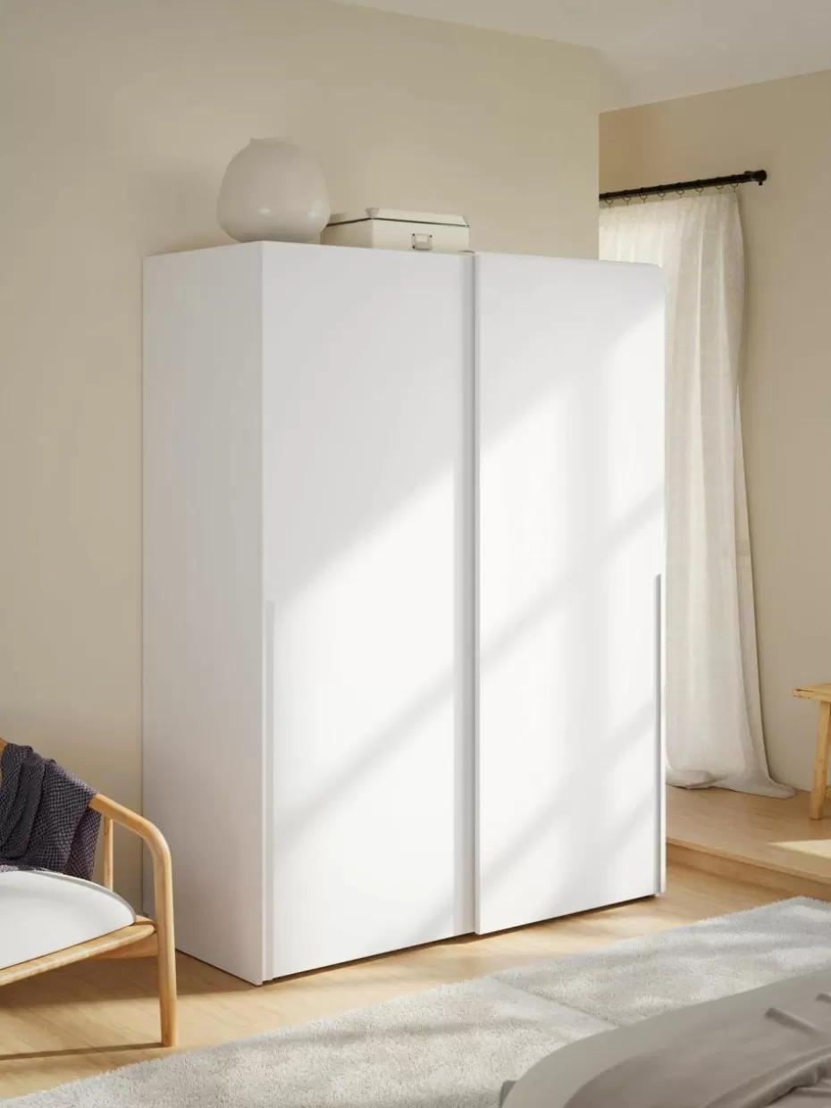 Kleiderschränke-Westwing Collection Modularer Schwebetürenschrank Leon, 150 cm Breite, mehrere Varianten Weiß