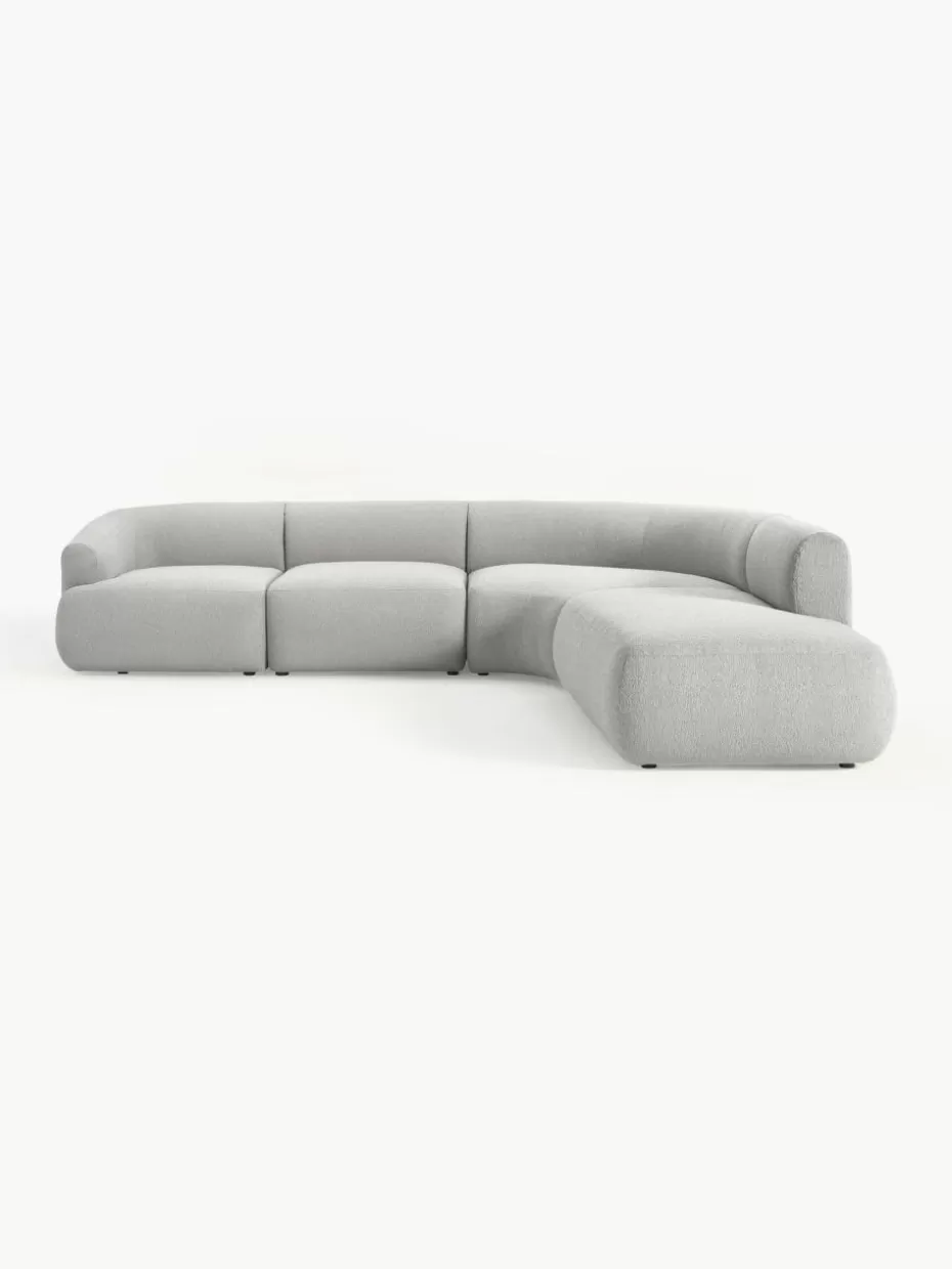Sofas | Sofaserien-Westwing Collection Modulares Bouclé-Ecksofa Sofia (4-Sitzer) Bouclé Hellgrau