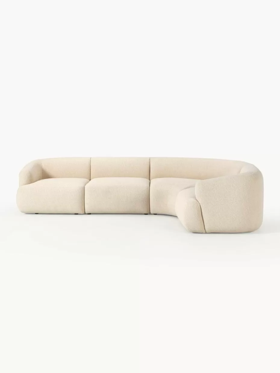 Sofas | Sofaserien-Westwing Collection Modulares Bouclé-Ecksofa Sofia (4-Sitzer) Bouclé Hellbeige