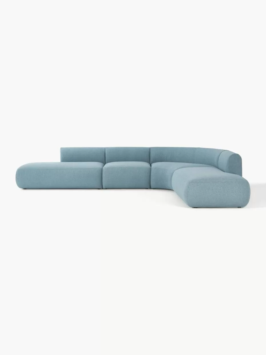 Sofas | Sofaserien-Westwing Collection Modulares Bouclé-Ecksofa Sofia (4-Sitzer) Bouclé Blau
