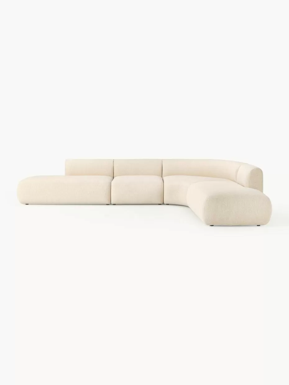 Sofas | Sofaserien-Westwing Collection Modulares Bouclé-Ecksofa Sofia (4-Sitzer) Bouclé Hellbeige
