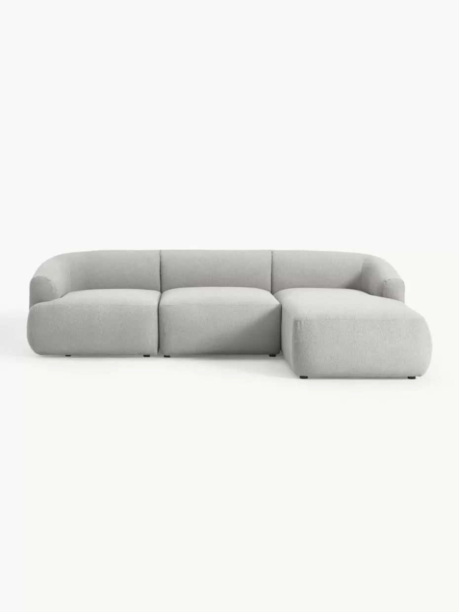 Sofas | Sofaserien-Westwing Collection Modulares Bouclé-Ecksofa Sofia (3-Sitzer) Bouclé Hellgrau