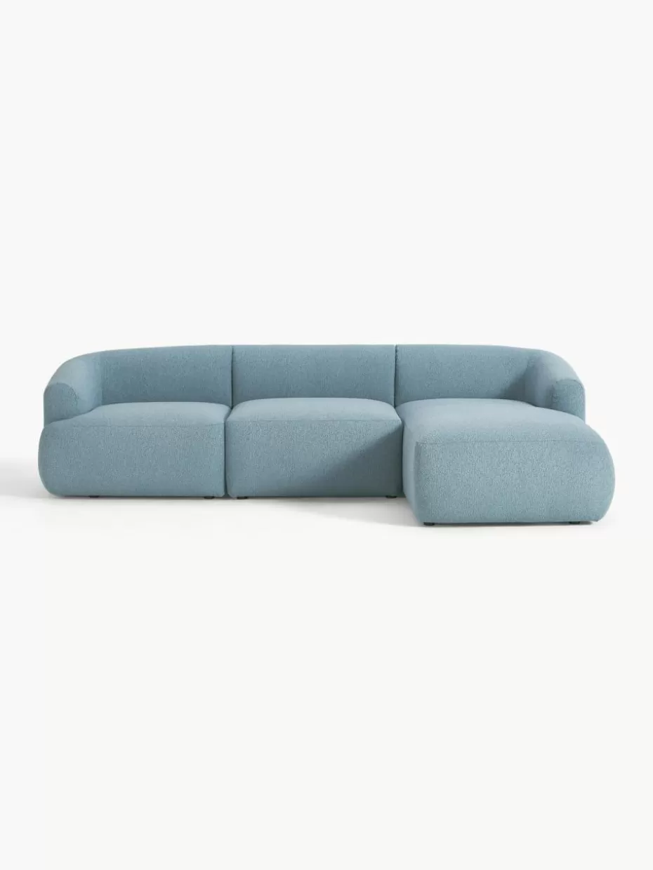 Sofas | Sofaserien-Westwing Collection Modulares Bouclé-Ecksofa Sofia (3-Sitzer) Bouclé Blau