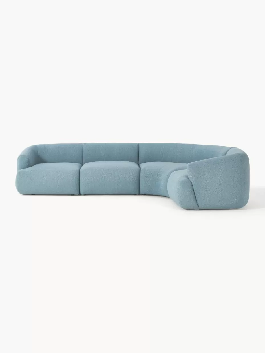 Sofas | Sofaserien-Westwing Collection Modulares Bouclé-Ecksofa Sofia (4-Sitzer) Bouclé Blau