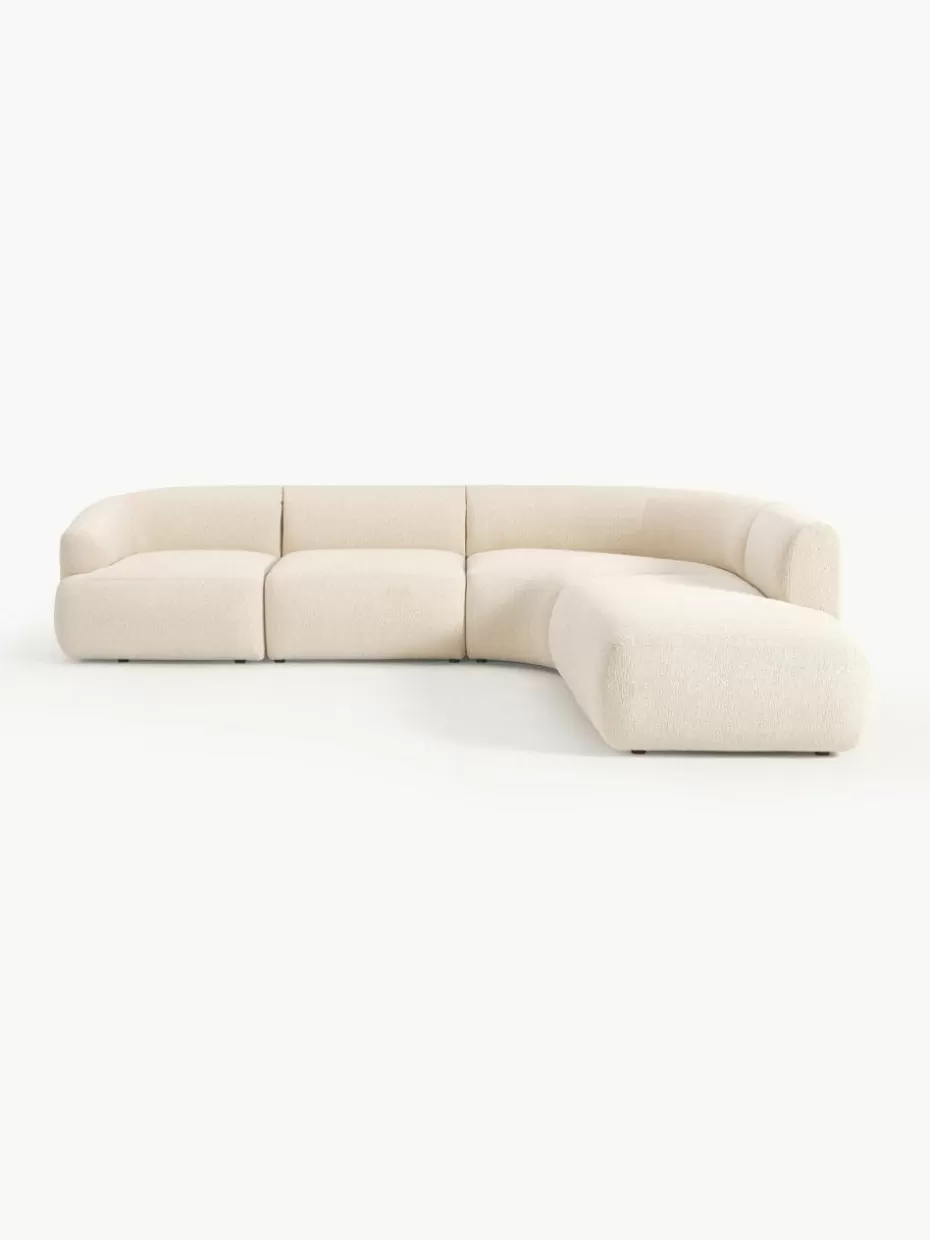 Sofas | Sofaserien-Westwing Collection Modulares Bouclé-Ecksofa Sofia (4-Sitzer) Bouclé Hellbeige