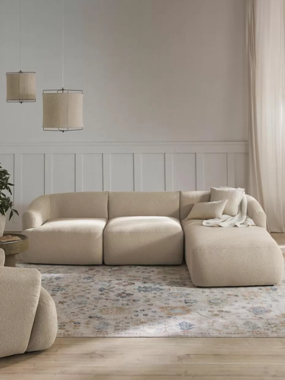 Sofas | Sofaserien-Westwing Collection Modulares Bouclé-Ecksofa Sofia (3-Sitzer) Bouclé Hellbeige