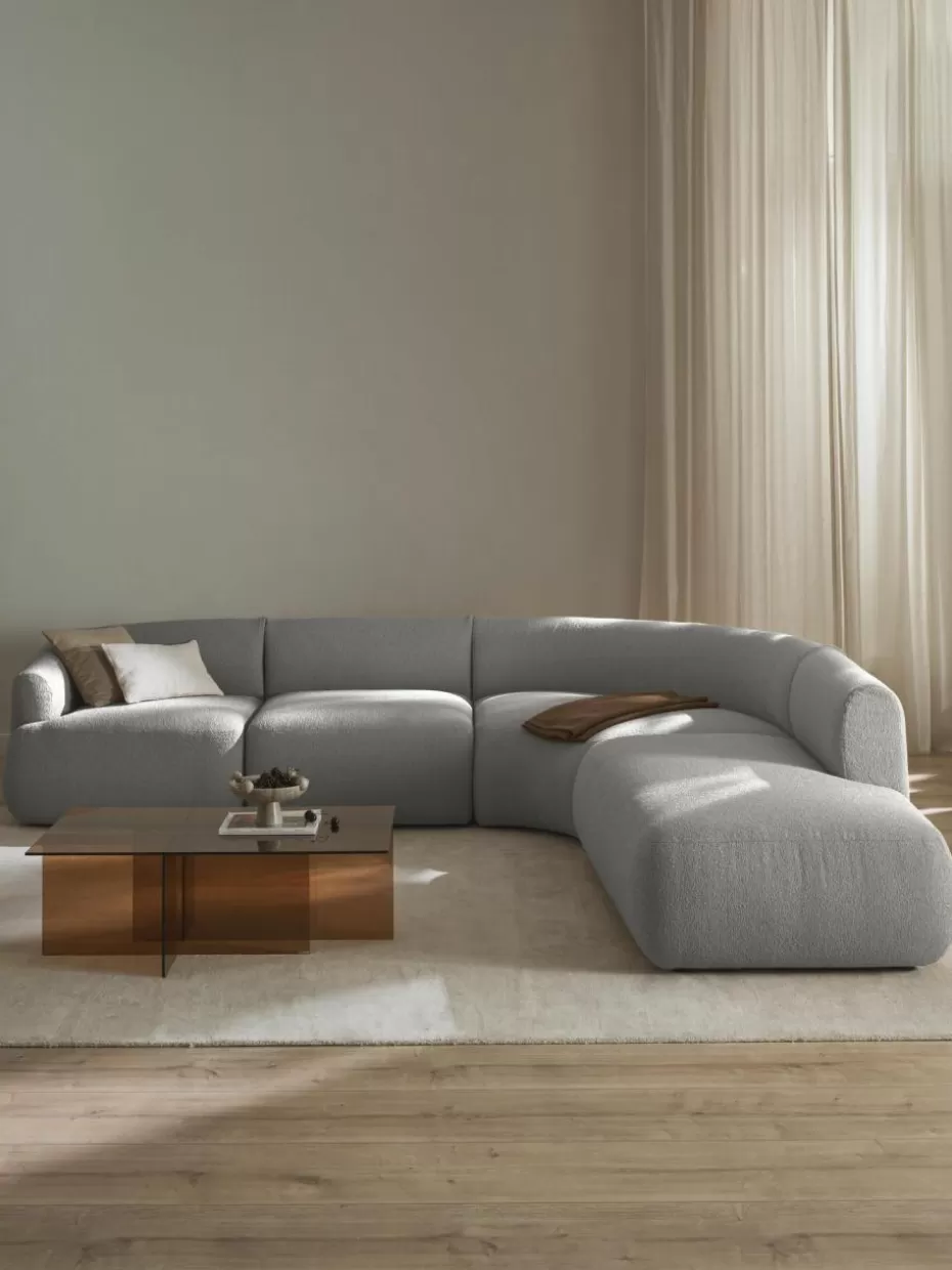 Sofas | Sofaserien-Westwing Collection Modulares Bouclé-Ecksofa Sofia (4-Sitzer) Bouclé Hellgrau