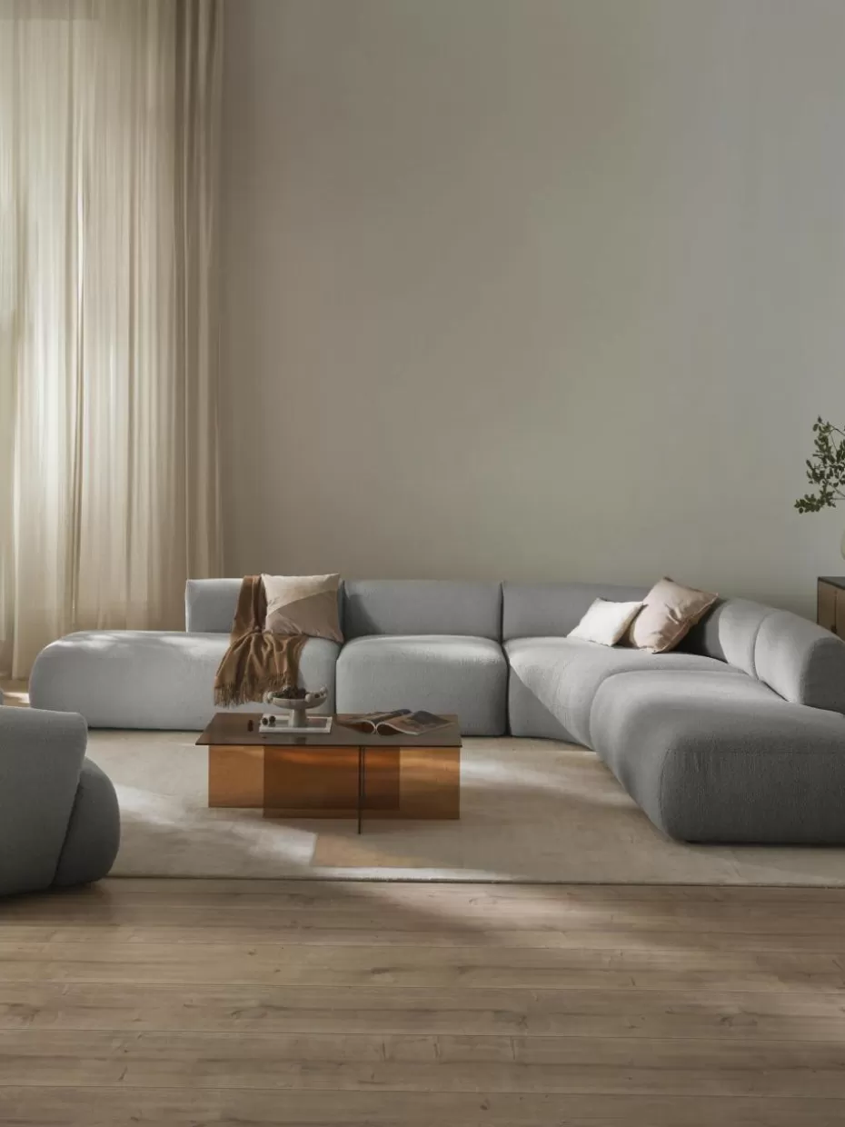 Sofas | Sofaserien-Westwing Collection Modulares Bouclé-Ecksofa Sofia (4-Sitzer) Bouclé Hellgrau