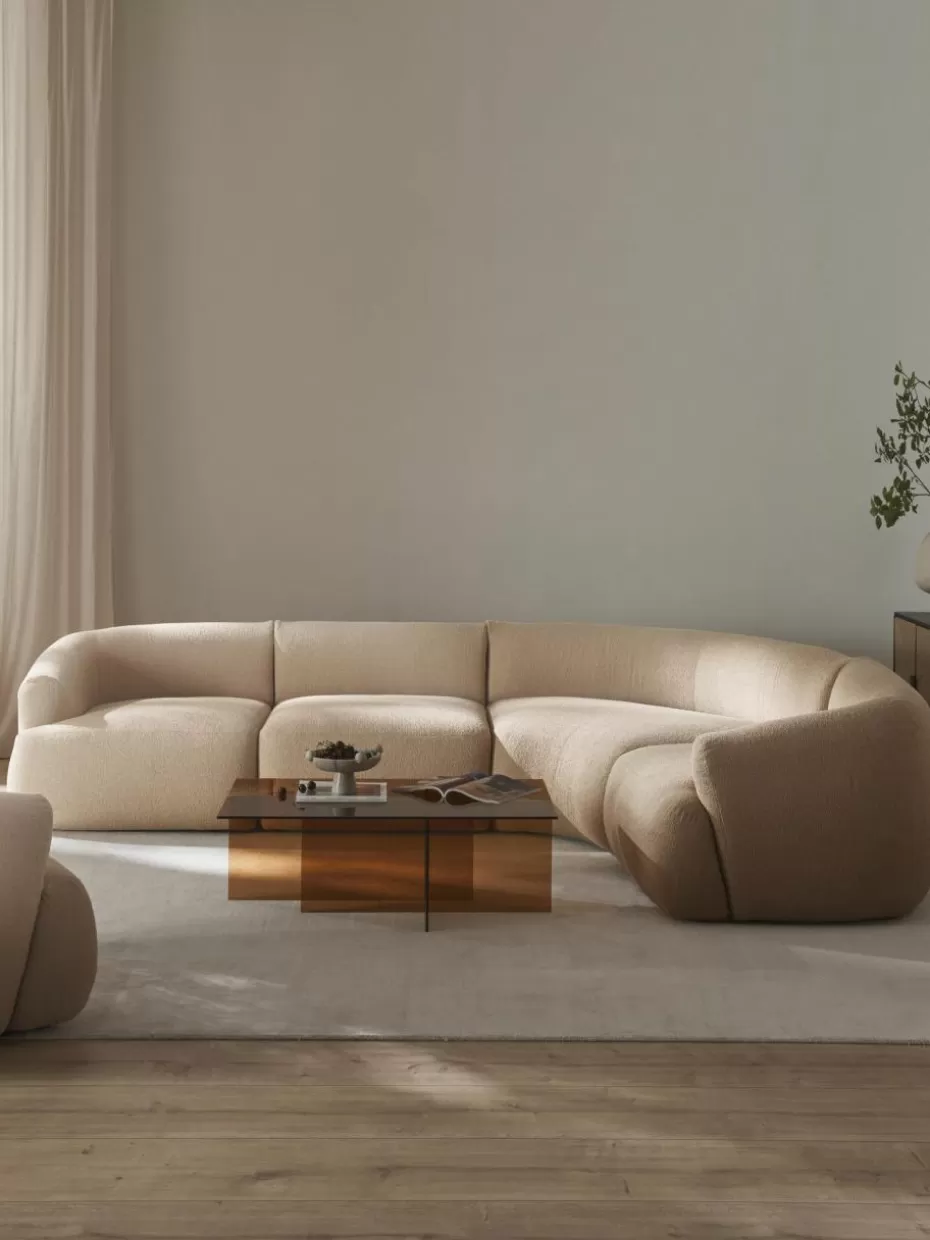 Sofas | Sofaserien-Westwing Collection Modulares Bouclé-Ecksofa Sofia (4-Sitzer) Bouclé Hellbeige