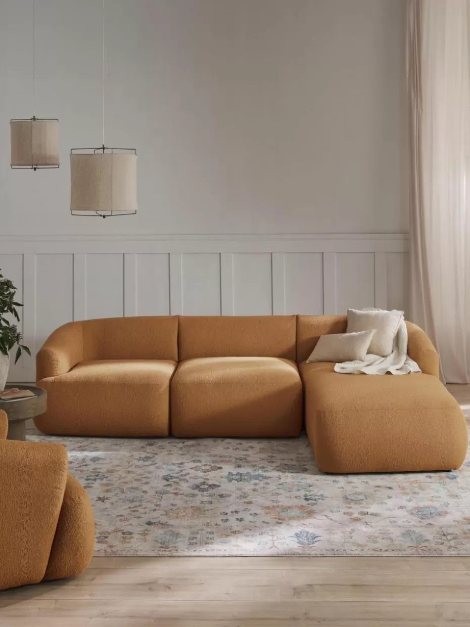 Sofas | Sofaserien-Westwing Collection Modulares Bouclé-Ecksofa Sofia (3-Sitzer) Bouclé Hellbraun