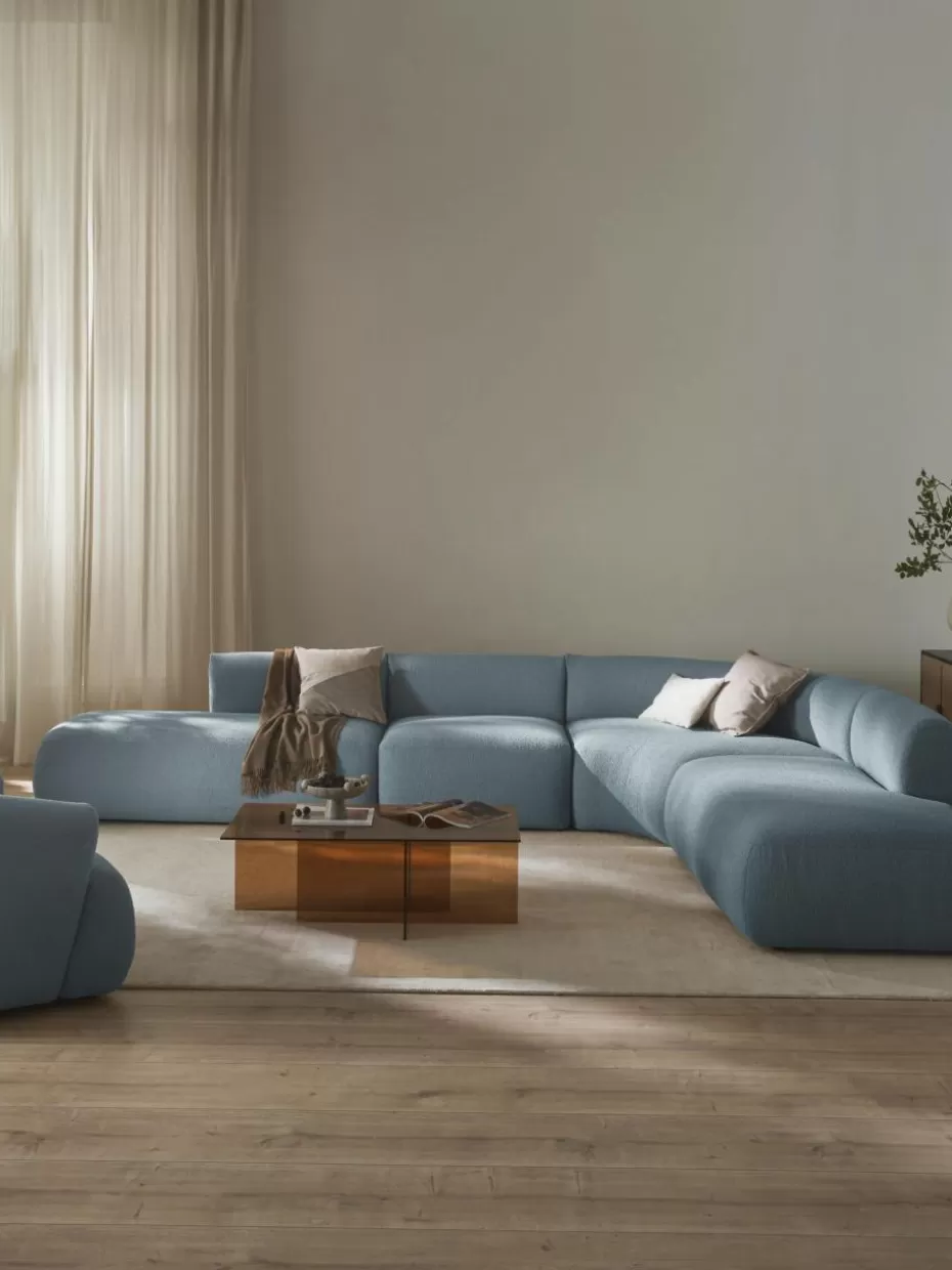 Sofas | Sofaserien-Westwing Collection Modulares Bouclé-Ecksofa Sofia (4-Sitzer) Bouclé Blau