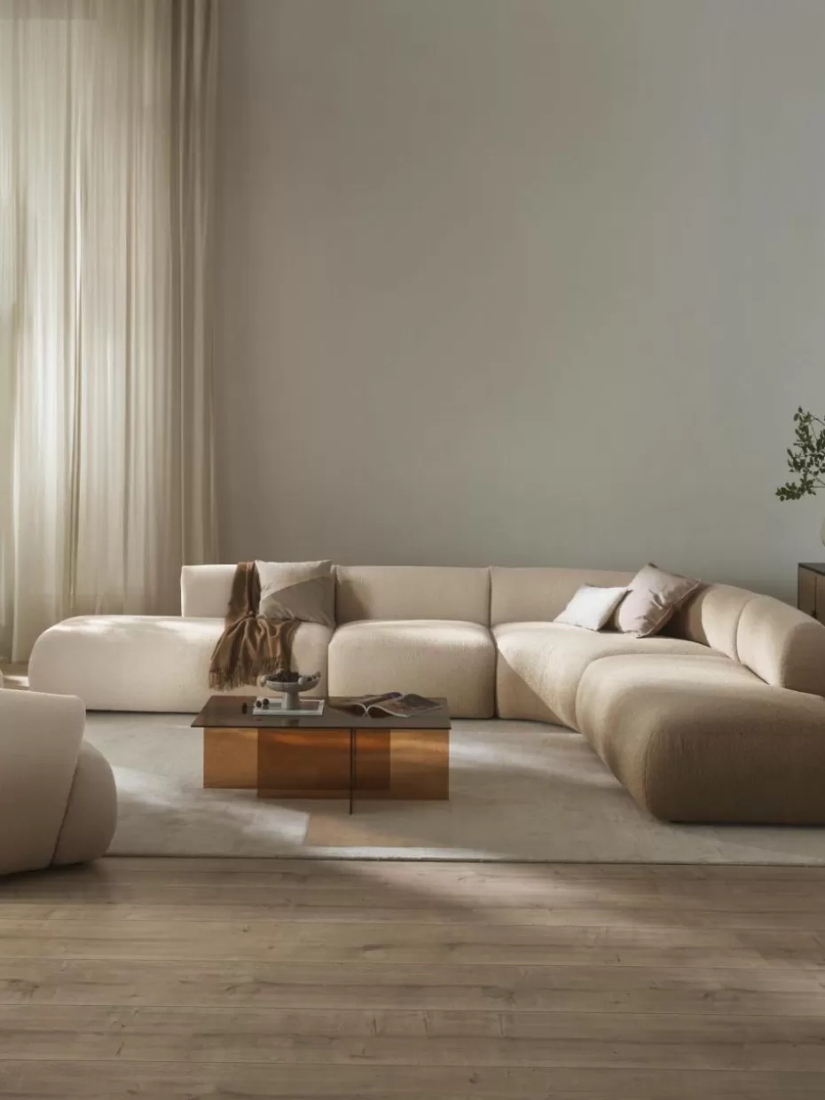 Sofas | Sofaserien-Westwing Collection Modulares Bouclé-Ecksofa Sofia (4-Sitzer) Bouclé Hellbeige