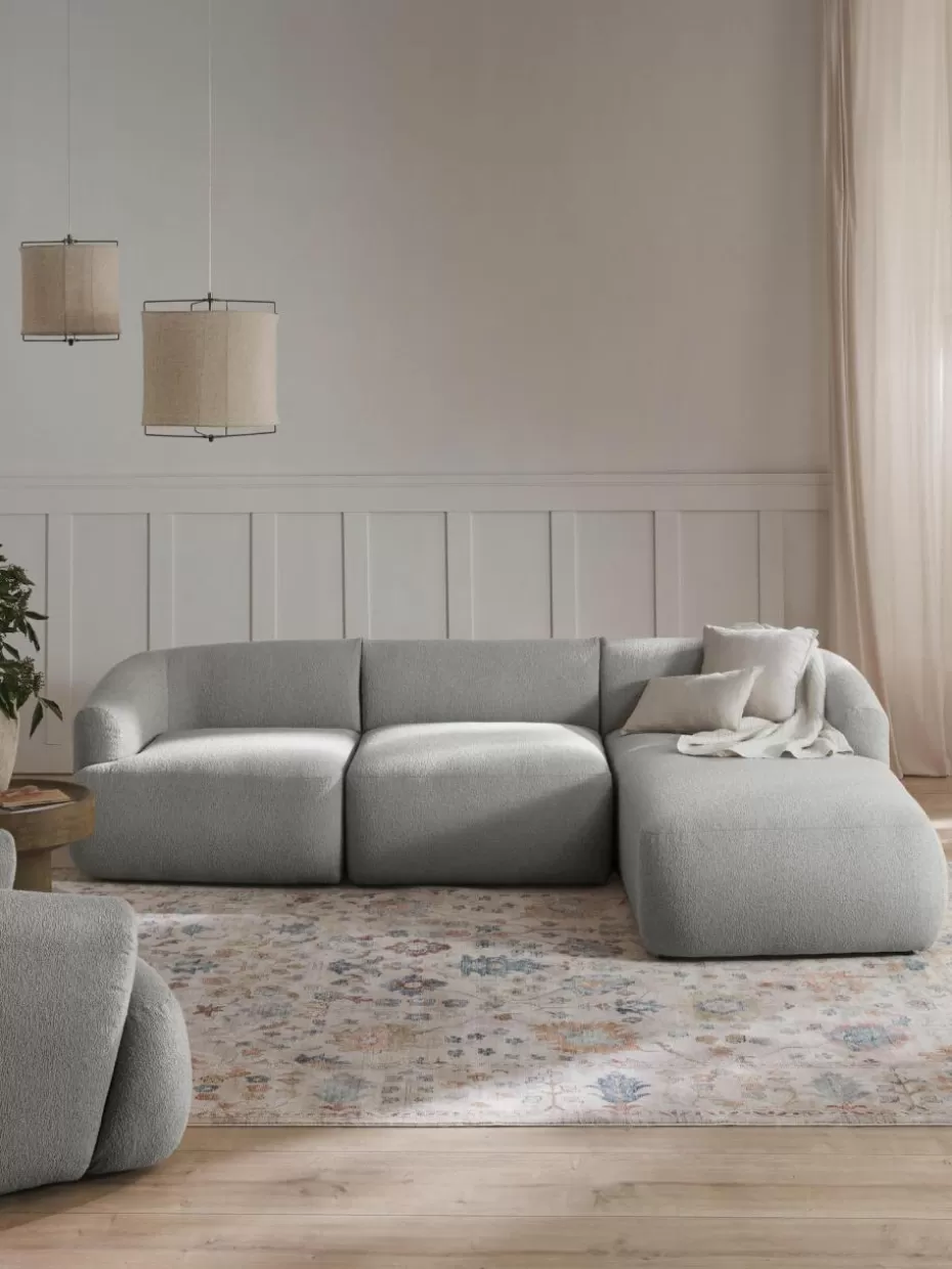 Sofas | Sofaserien-Westwing Collection Modulares Bouclé-Ecksofa Sofia (3-Sitzer) Bouclé Hellgrau