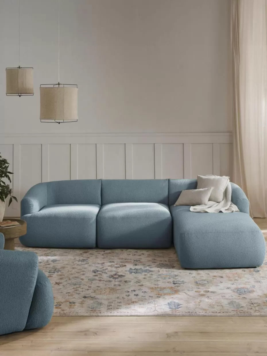 Sofas | Sofaserien-Westwing Collection Modulares Bouclé-Ecksofa Sofia (3-Sitzer) Bouclé Blau