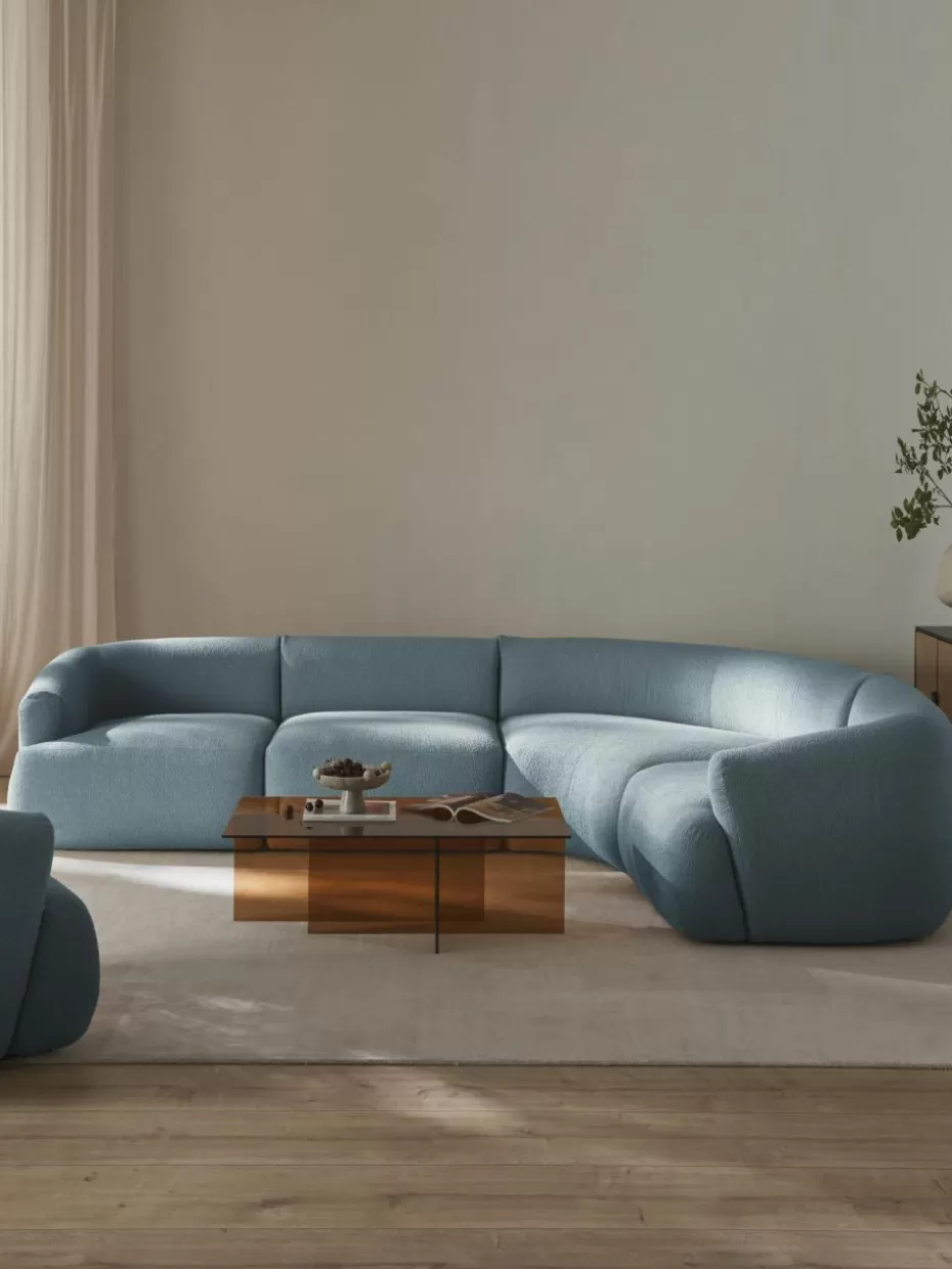 Sofas | Sofaserien-Westwing Collection Modulares Bouclé-Ecksofa Sofia (4-Sitzer) Bouclé Blau