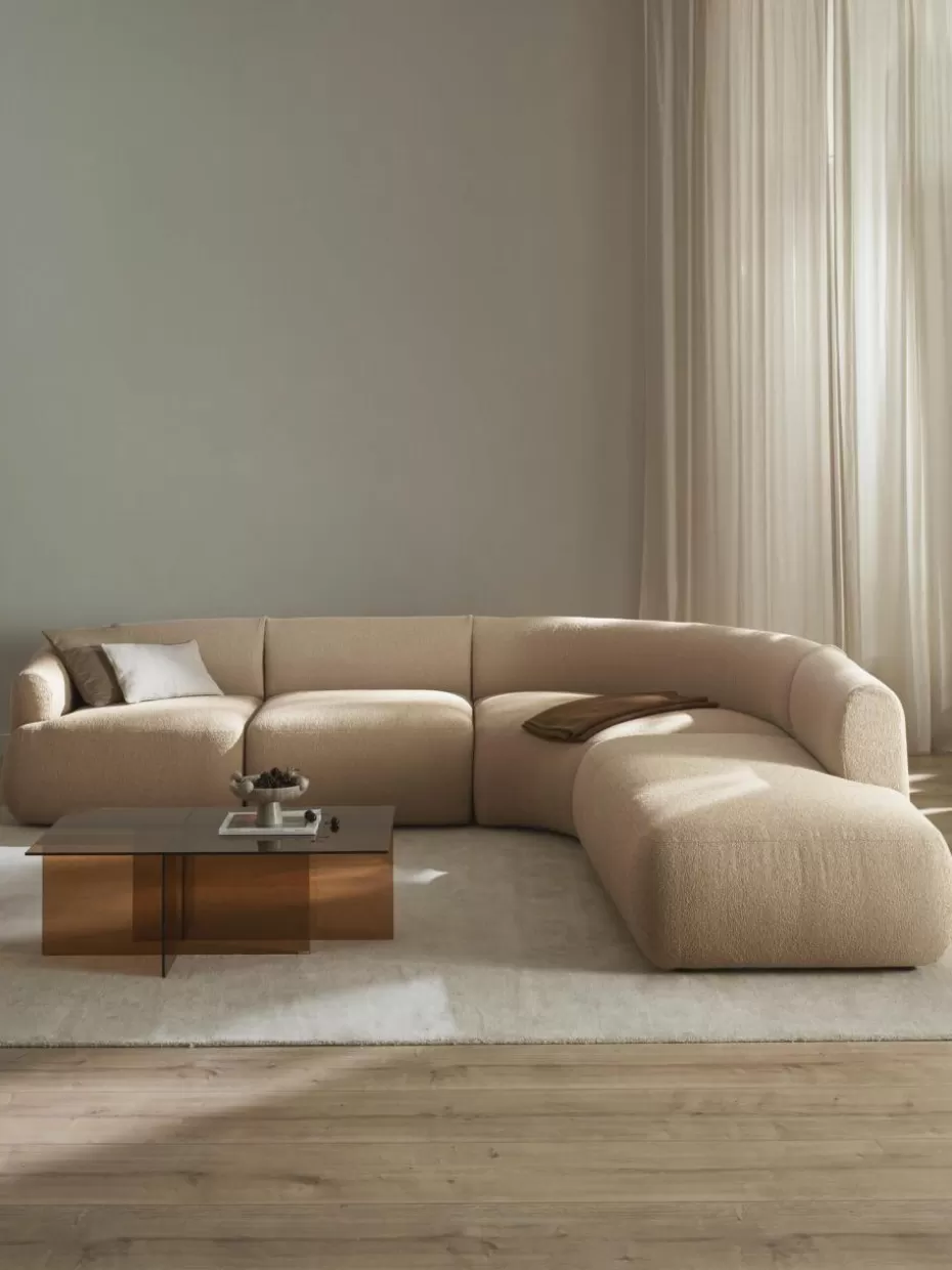 Sofas | Sofaserien-Westwing Collection Modulares Bouclé-Ecksofa Sofia (4-Sitzer) Bouclé Hellbeige