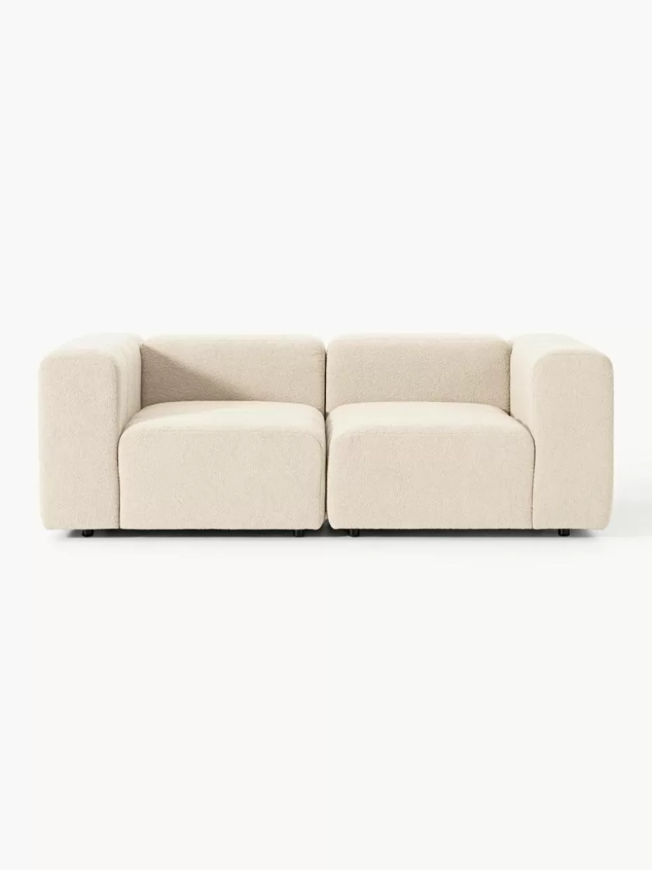 Sofaserien-Westwing Collection Modulares Bouclé-Sofa Lena (3-Sitzer) Bouclé Hellbeige