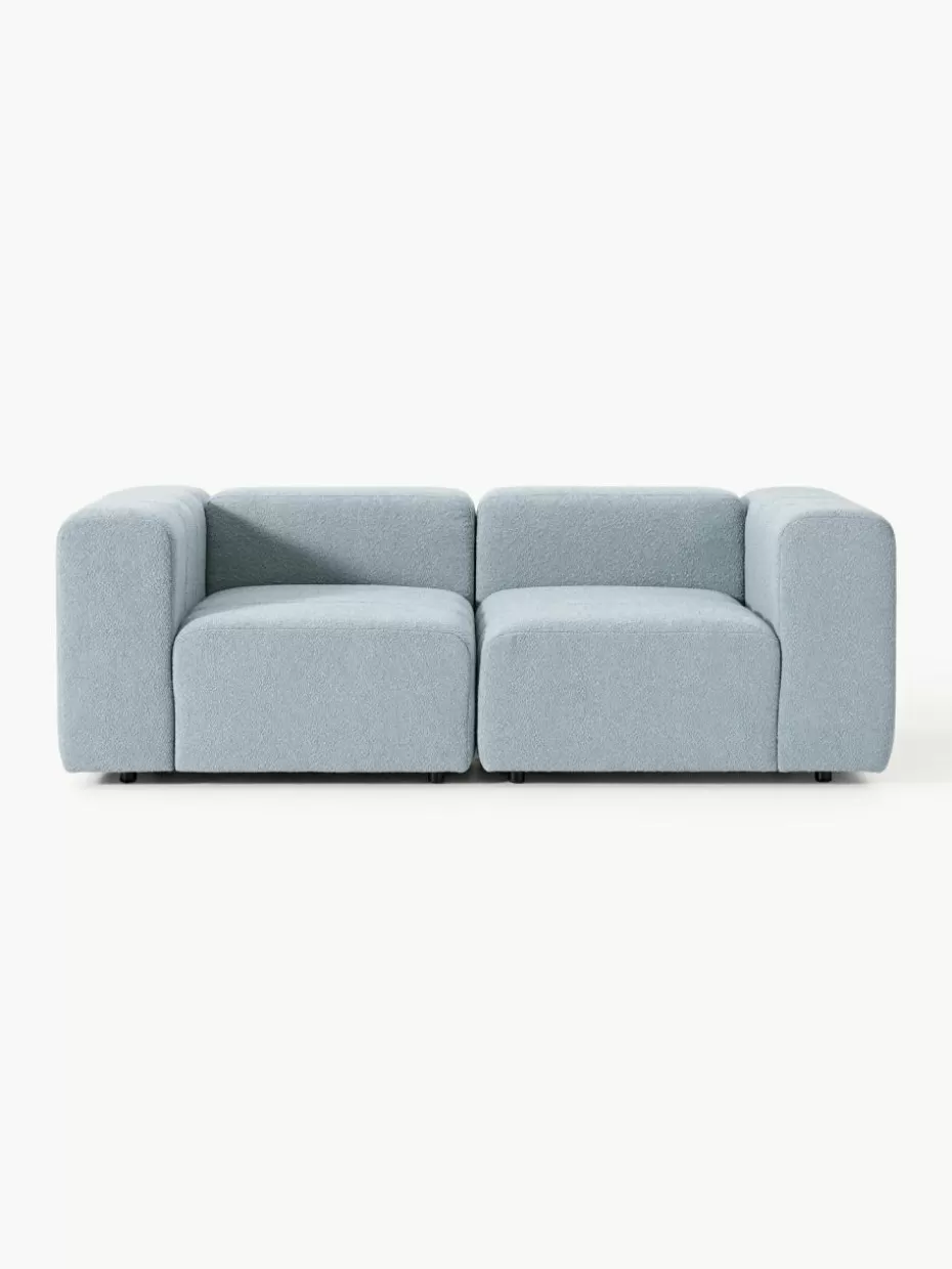 Sofaserien-Westwing Collection Modulares Bouclé-Sofa Lena (3-Sitzer) Bouclé Hellblau