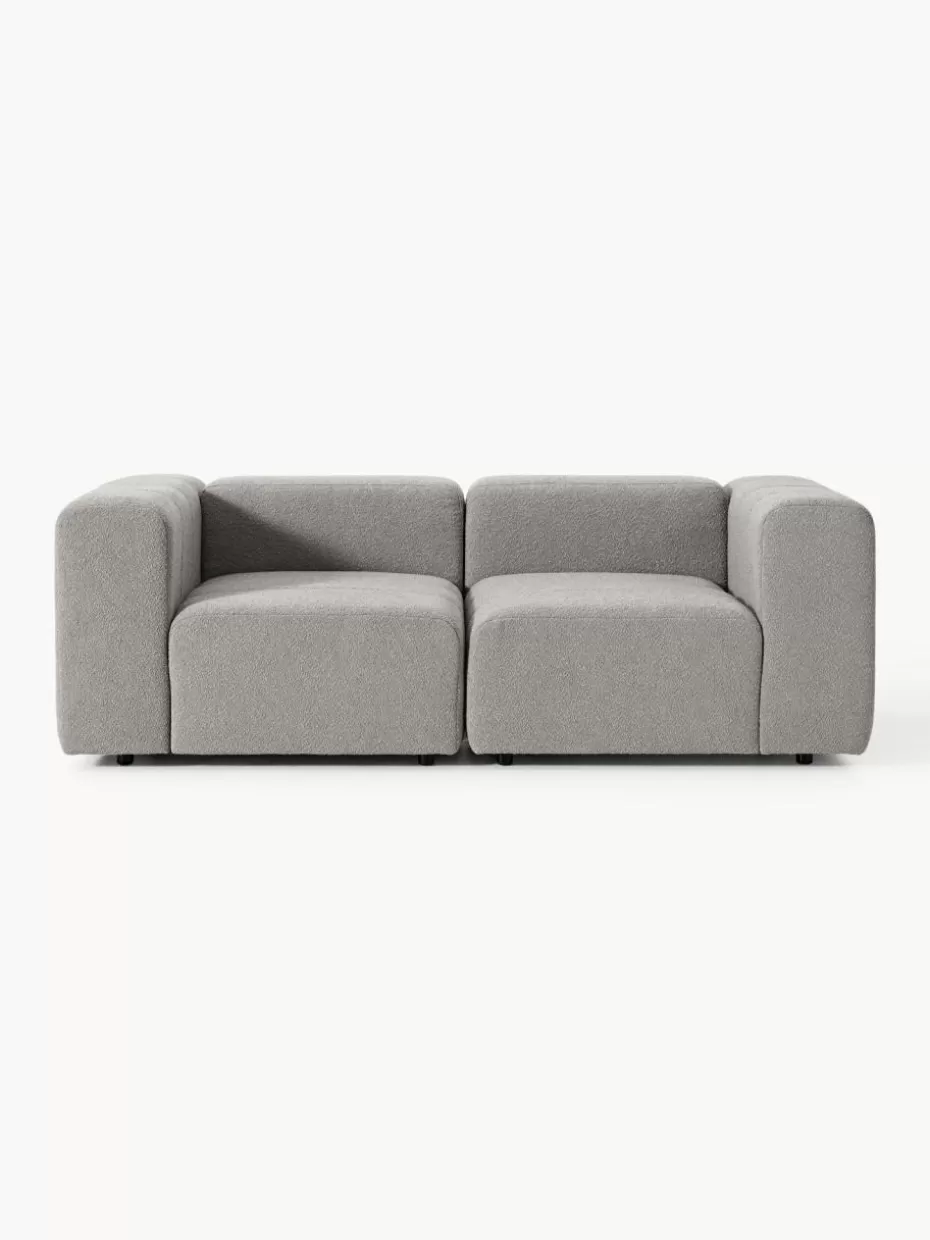 Sofaserien-Westwing Collection Modulares Bouclé-Sofa Lena (3-Sitzer) Bouclé Grau