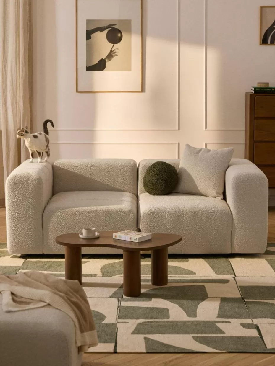 Sofaserien-Westwing Collection Modulares Bouclé-Sofa Lena (3-Sitzer) Bouclé Hellbeige