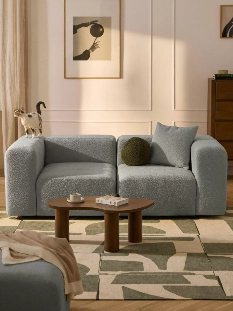Sofaserien-Westwing Collection Modulares Bouclé-Sofa Lena (3-Sitzer) Bouclé Grau