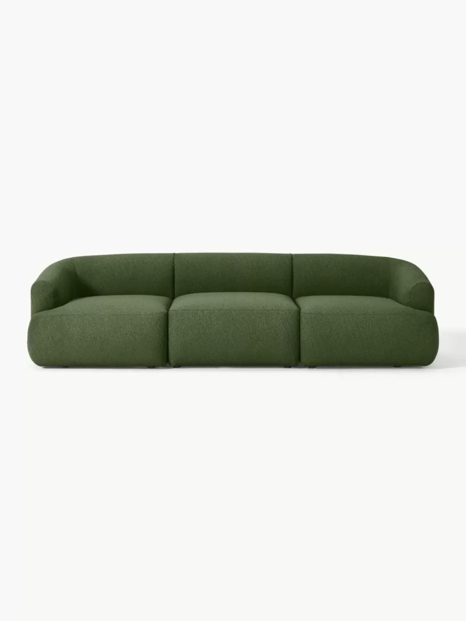 Sofas | Sofaserien-Westwing Collection Modulares Bouclé-Sofa Sofia (3-Sitzer) Bouclé Dunkelgrün