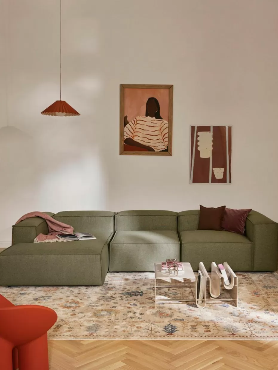 Sofas | Sofaserien-Westwing Collection Modulares Ecksofa Lennon Webstoff Olivgrün