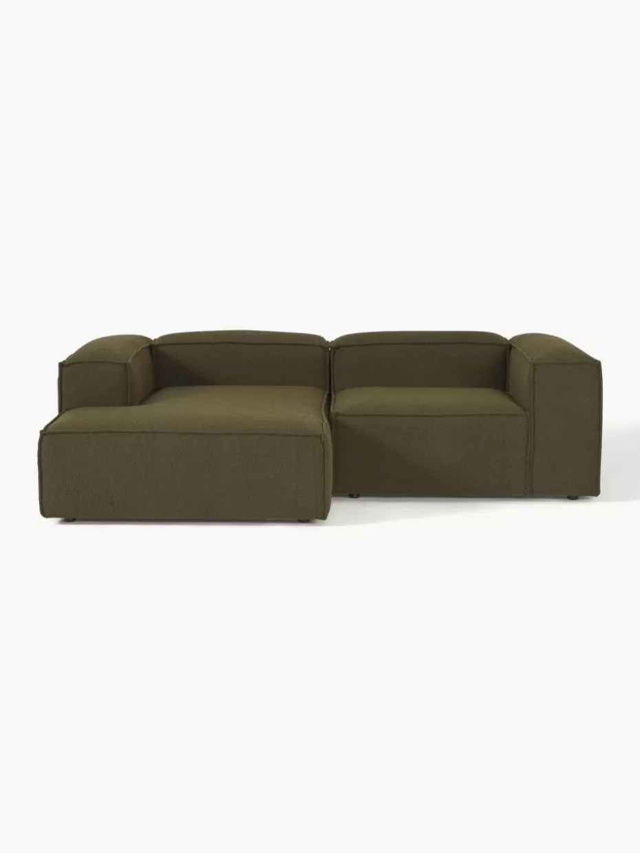 Sofas | Sofaserien-Westwing Collection Modulares Ecksofa Lennon aus Bouclé Bouclé Olivgrün