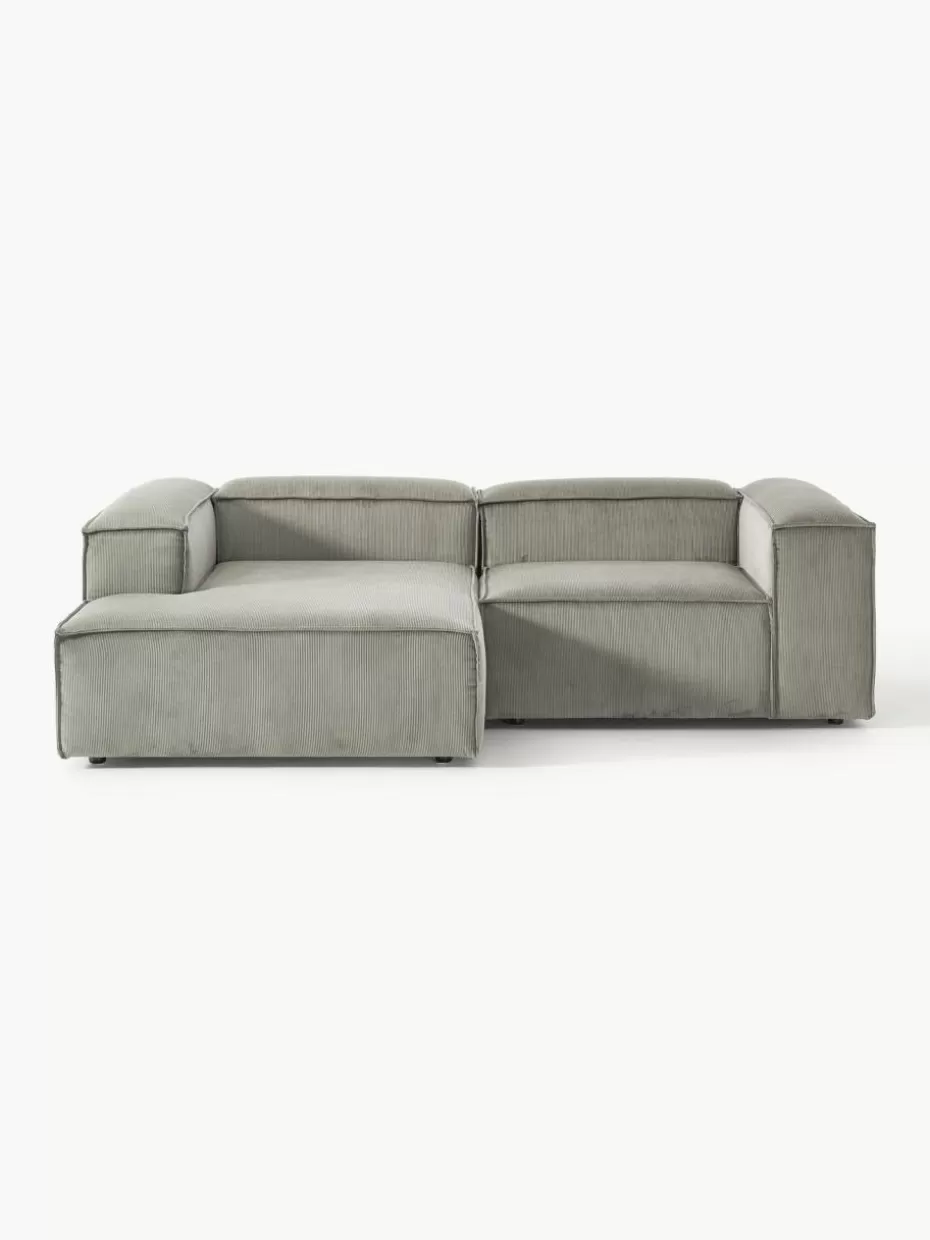 Sofas | Sofaserien-Westwing Collection Modulares Ecksofa Lennon aus Cord Cord Grau